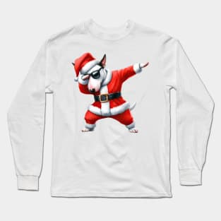 Christmas Bull Terrier Dog Dabbing Dance Long Sleeve T-Shirt